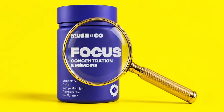 Opakowanie Focus marki Mush n Go i lupa skierowana na etykietę